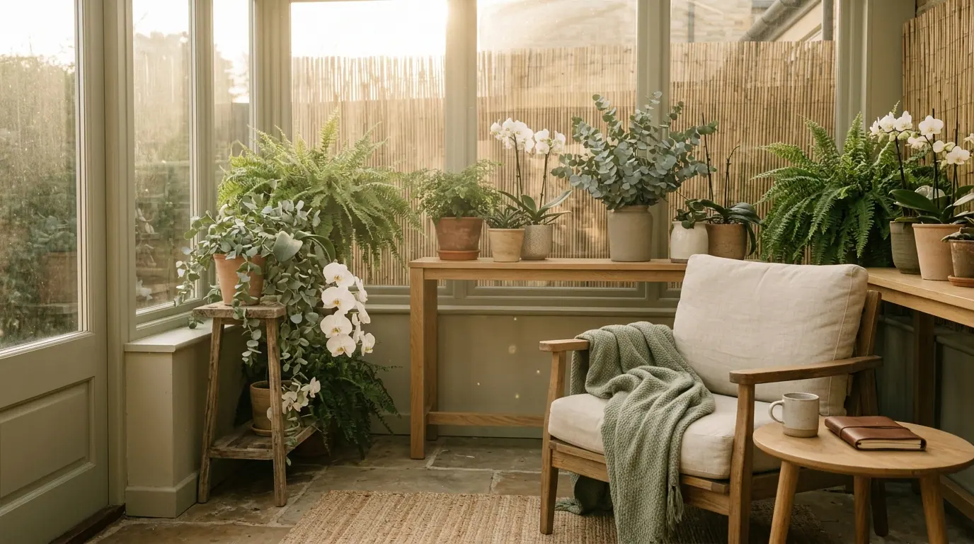 Serene botanical sanctuary and orchids in warm morning light representing medical ethics and privacy transparency at Oasis Mental Care.